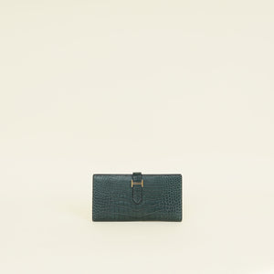 Hermes Vert Titien Bearn Matte Alligator Wallet