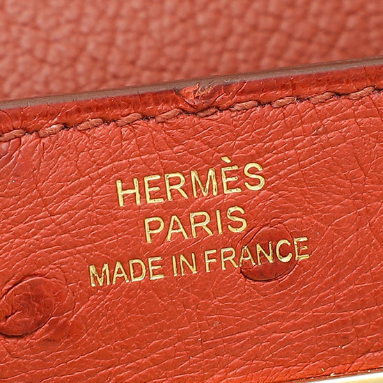 Hermes Cognac Ostrich Kelly Classic Wallet