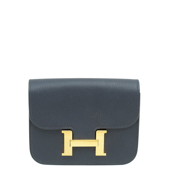 Hermes Bleu Obscur Constance Slim Wallet