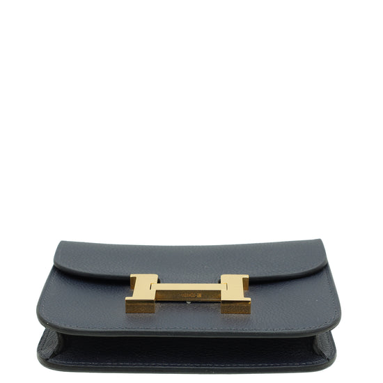 Hermes Bleu Obscur Constance Slim Wallet