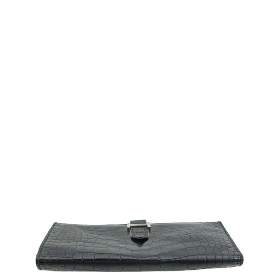 Hermes Noir Alligator Bearn Wallet