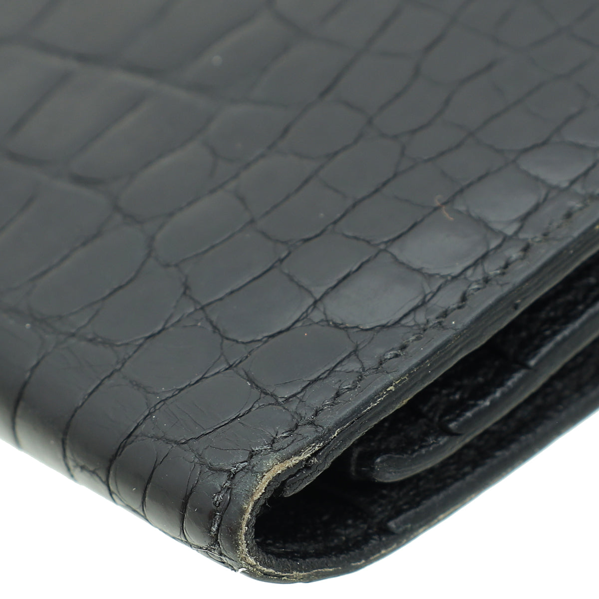 Hermes Noir Alligator Bearn Wallet