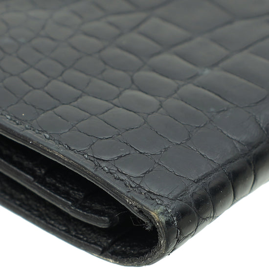 Hermes Noir Alligator Bearn Wallet