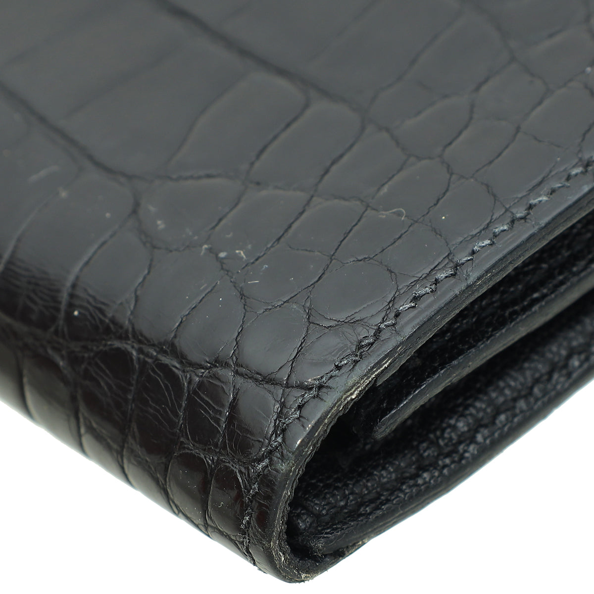 Hermes Noir Alligator Bearn Wallet