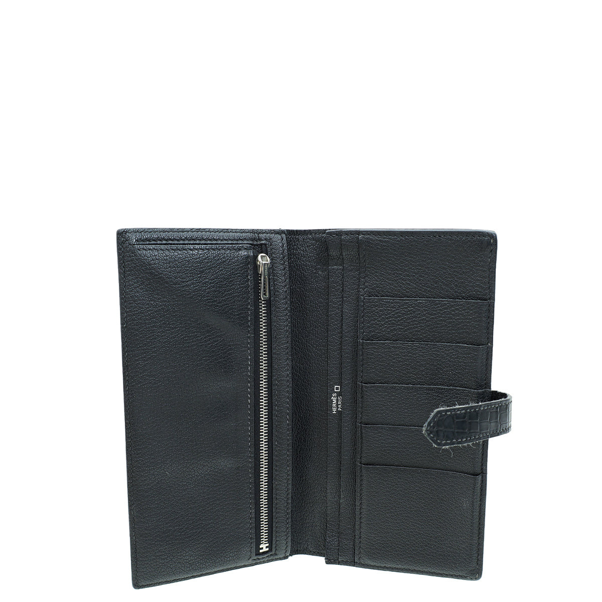 Hermes Noir Alligator Bearn Wallet