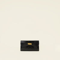 Hermes Noir Shiny Alligator Kelly Classique Wallet