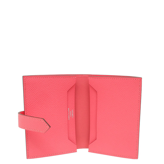 Hermes Rose Azalee Bearn Card Holder Wallet