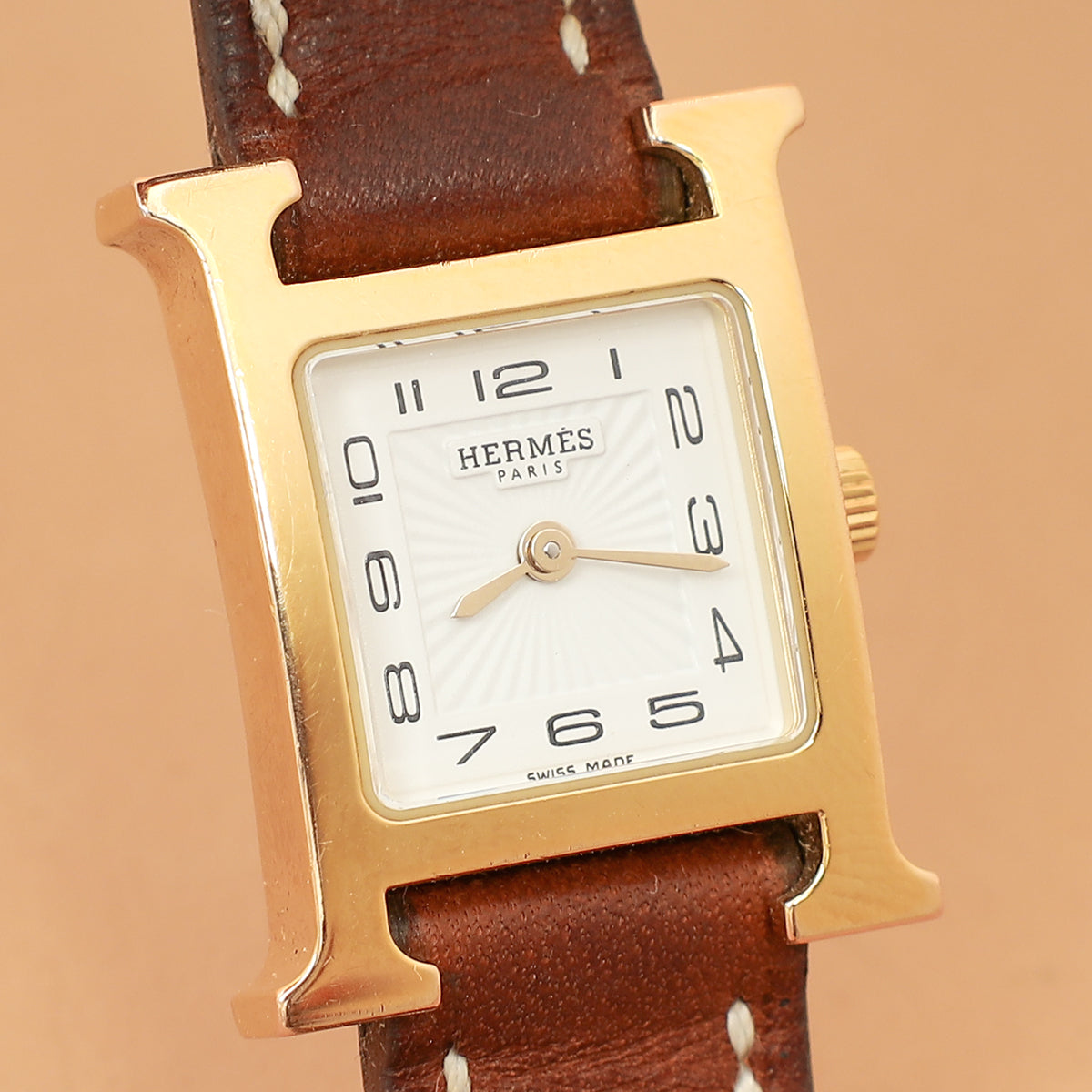 Hermes Yellow Gold Plated Heure H Mini Model 21mm Quartz Watch-Hermes-THE CLOSET