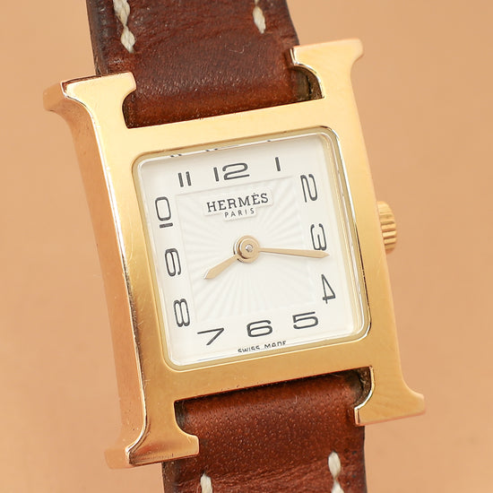 Hermes Yellow Gold Plated Heure H Mini Model 21mm Quartz Watch-Hermes-THE CLOSET