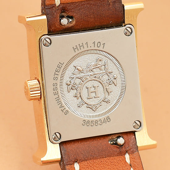 Hermes Yellow Gold Plated Heure H Mini Model 21mm Quartz Watch-Hermes-THE CLOSET