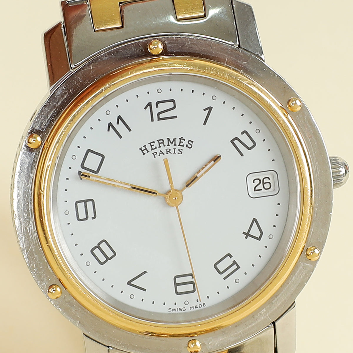 Hermes Stainless Steel Clipper Combination 36mm Quartz Watch