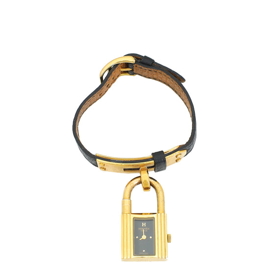 Hermes Gold Cadenas En Plaqué Single Strap Quartz Kelly Watch