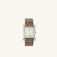 Hermes Stainless Steel Diamond MOP Heure H Medium Model Quartz Watch