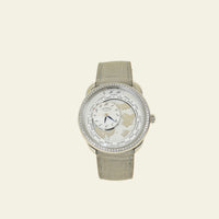 Hermes Stainless Steel Diamond MOP Arceau Le Temps Voyageur Automatic Movement 38mm Watch