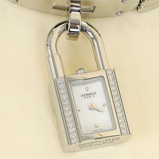 Hermes Stainless Steel Diamond Kelly Quartz 16mm Watch Mini Model