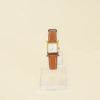 Hermes Yellow-Gold Plated Stainless Steel Mini Heure H Quartz Watch (Ladies)