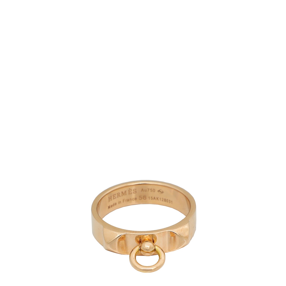 Hermes 18K Rose Gold Collier de Chien Small Model Ring 56-Hermes-THE CLOSET