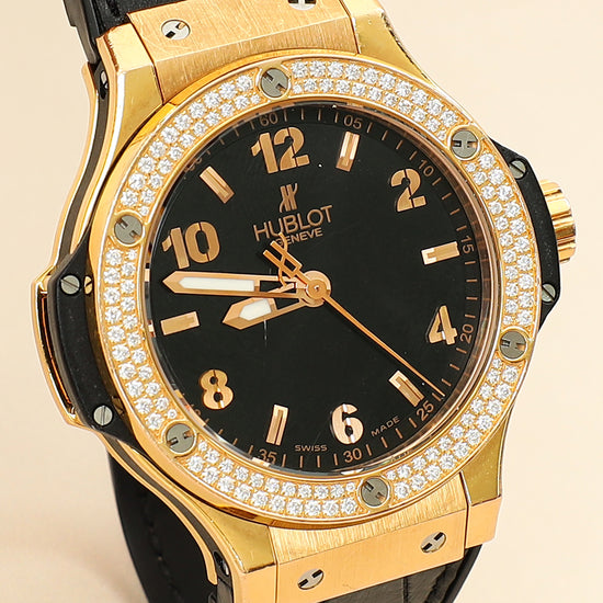 Hublot 18K Rose Gold Diamond Big Bang Quartz 38mm Watch-Hublot-THE CLOSET