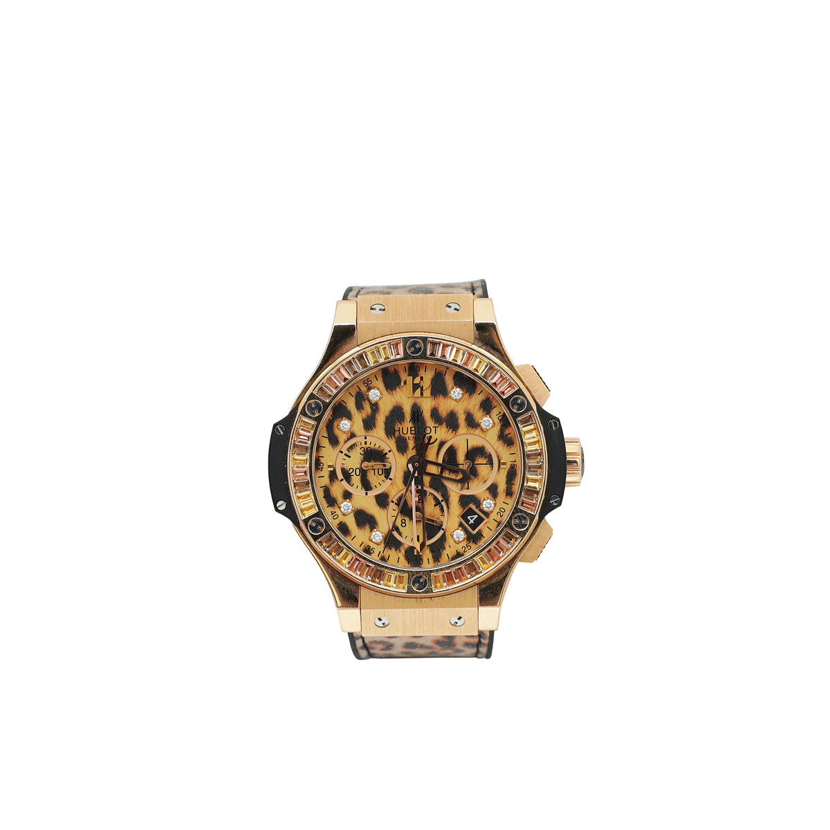 Hublot 18K Rose Gold Leopard Bang Chronograph Automatic Diamond 44mm Watch-Hublot-THE CLOSET