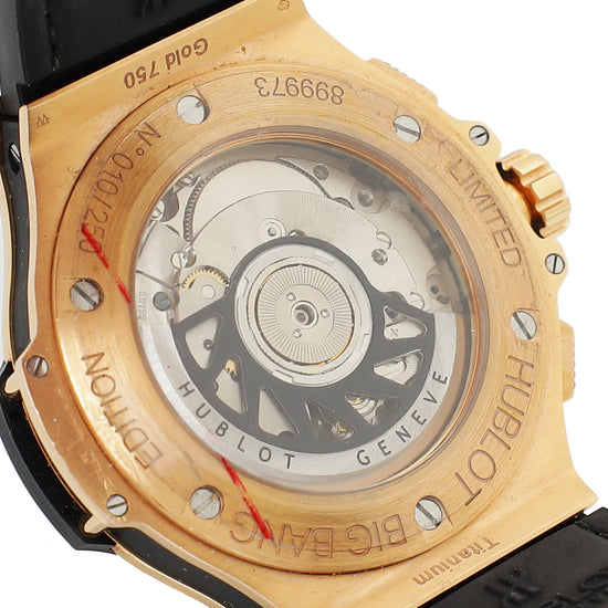 Hublot 18K Rose Gold Leopard Bang Chronograph Automatic Diamond 44mm Watch