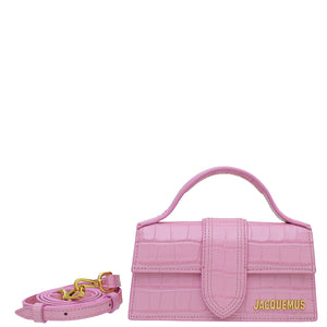 Jacquemus Pink Croc Effect Le Bambino Le Raphia Bag