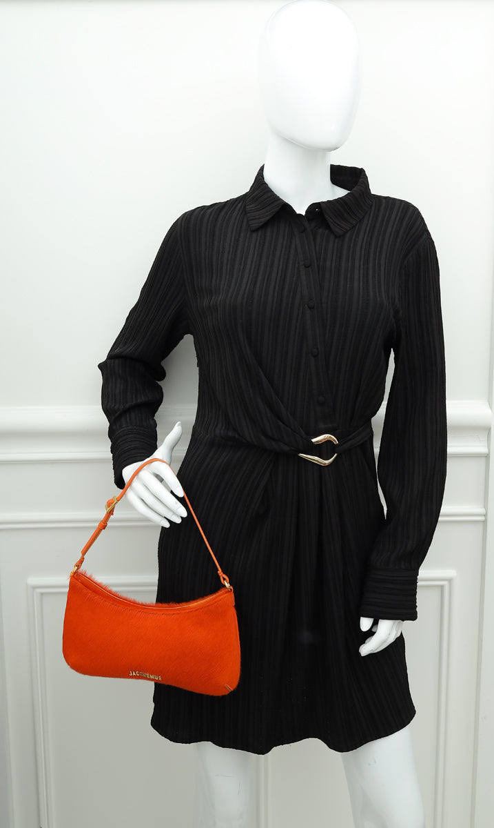 Jacquemus Orange Calf Hair Le Bisou Shoulder Bag