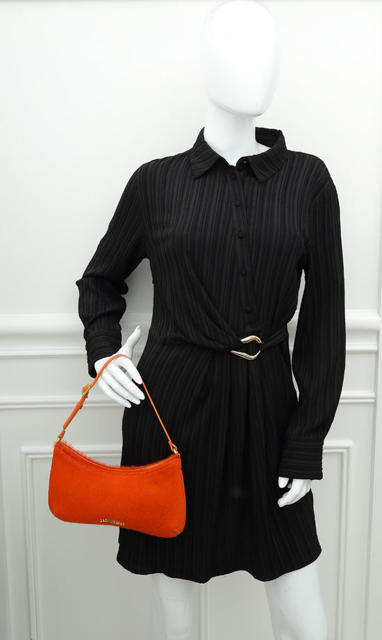 Jacquemus Orange Calf Hair Le Bisou Shoulder Bag