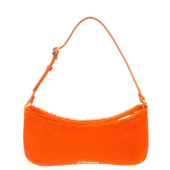 Jacquemus Orange Calf Hair Le Bisou Shoulder Bag