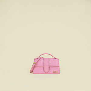 Jacquemus Pink Croco Embossed Le Grand Bambino Bag