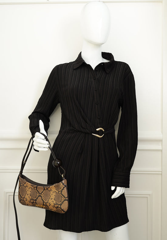 Jacquemus Dark Brown Le Bisou Perle Python-Embossed Shoulder Bag