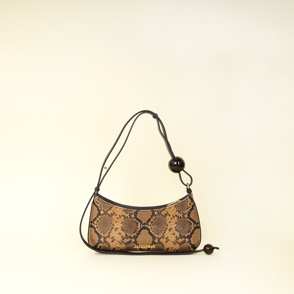 Jacquemus Dark Brown Le Bisou Perle Python-Embossed Shoulder Bag