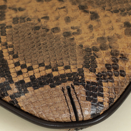 Jacquemus Dark Brown Le Bisou Perle Python-Embossed Shoulder Bag