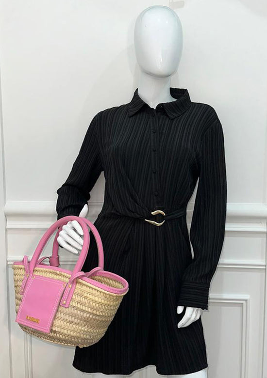 Jacquemus Bicolor Le Petit Panier Soli Straw & Suede Mini Basket Bag