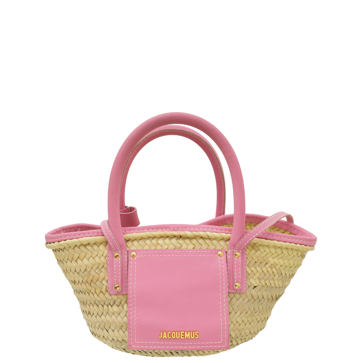 Jacquemus Bicolor Le Petit Panier Soli Straw & Suede Mini Basket Bag