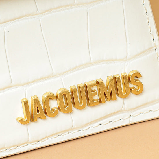 Jacquemus White Croco Embossed Chiquito Medium Bag-Jacquemus-THE CLOSET