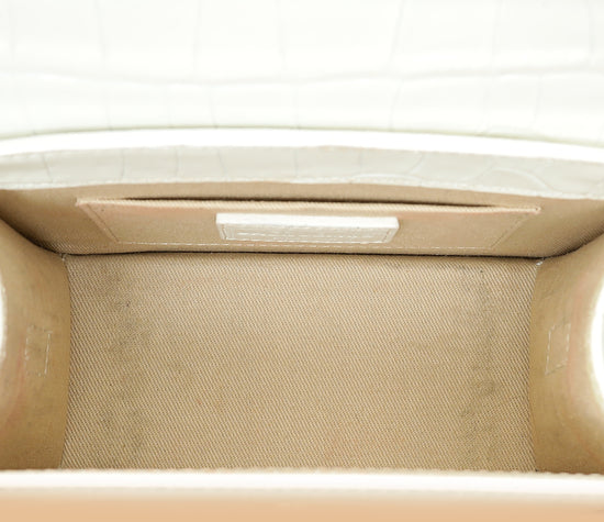 Jacquemus White Croco Embossed Chiquito Medium Bag-Jacquemus-THE CLOSET