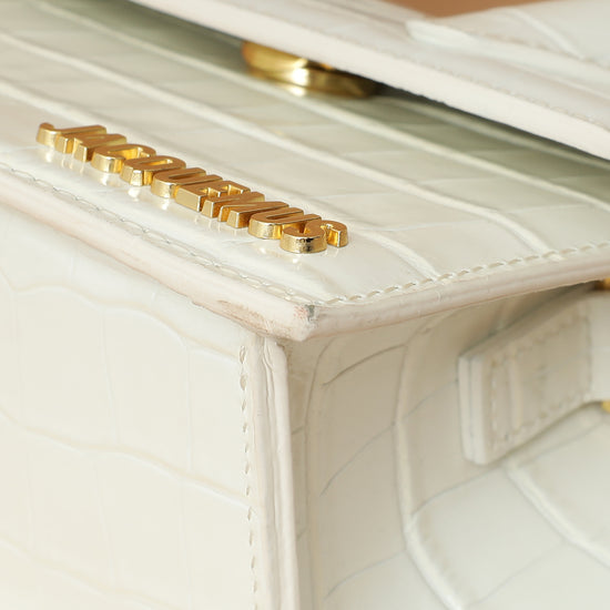 Jacquemus White Croco Embossed Chiquito Medium Bag-Jacquemus-THE CLOSET