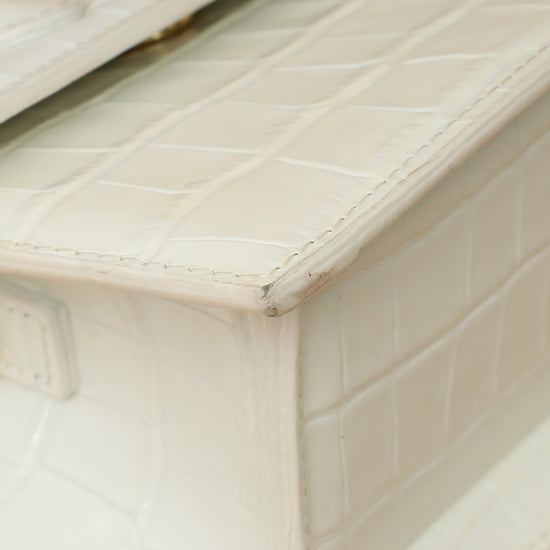 Jacquemus White Croco Embossed Chiquito Medium Bag-Jacquemus-THE CLOSET