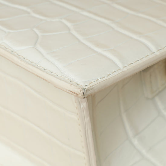 Jacquemus White Croco Embossed Chiquito Medium Bag-Jacquemus-THE CLOSET