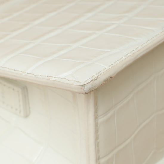Jacquemus White Croco Embossed Chiquito Medium Bag-Jacquemus-THE CLOSET
