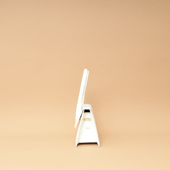 Jacquemus White Croco Embossed Chiquito Medium Bag-Jacquemus-THE CLOSET