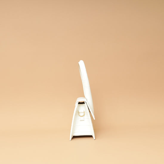 Jacquemus White Croco Embossed Chiquito Medium Bag-Jacquemus-THE CLOSET