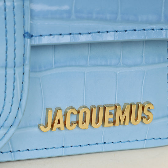 Jacquemus Light Blue Croco Embossed Le Bambino Les Classiques Small Bag