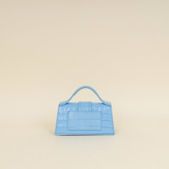 Jacquemus Light Blue Croco Embossed Le Bambino Les Classiques Small Bag