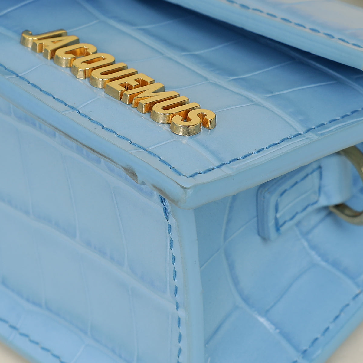 Jacquemus Light Blue Croco Embossed Le Bambino Les Classiques Small Bag