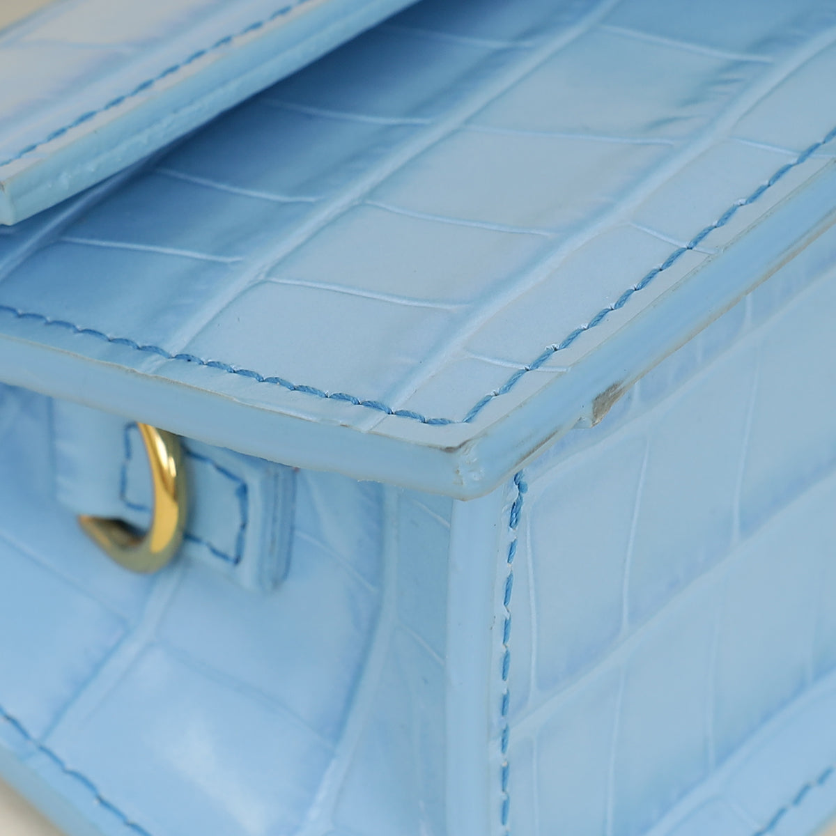 Jacquemus Light Blue Croco Embossed Le Bambino Les Classiques Small Bag