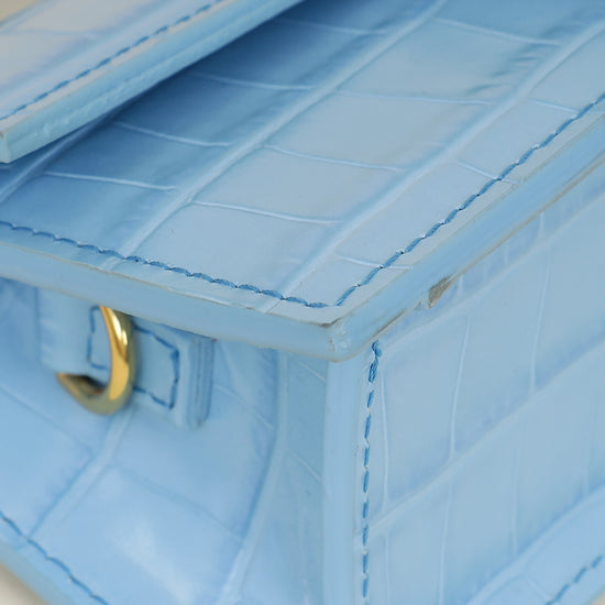 Jacquemus Light Blue Croco Embossed Le Bambino Les Classiques Small Bag
