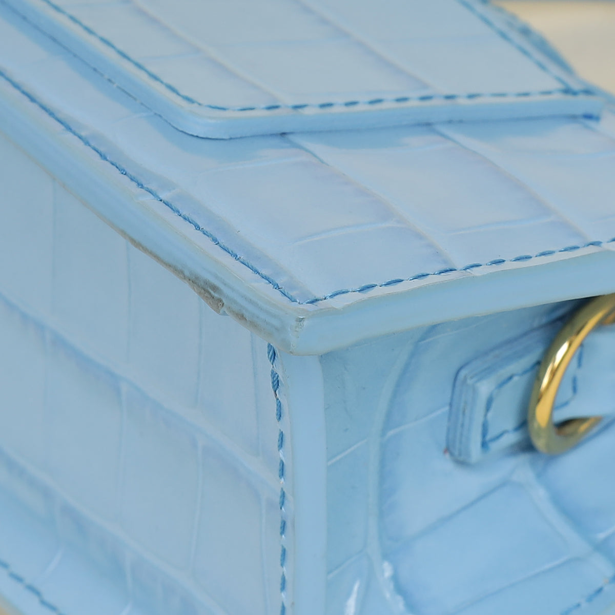 Jacquemus Light Blue Croco Embossed Le Bambino Les Classiques Small Bag