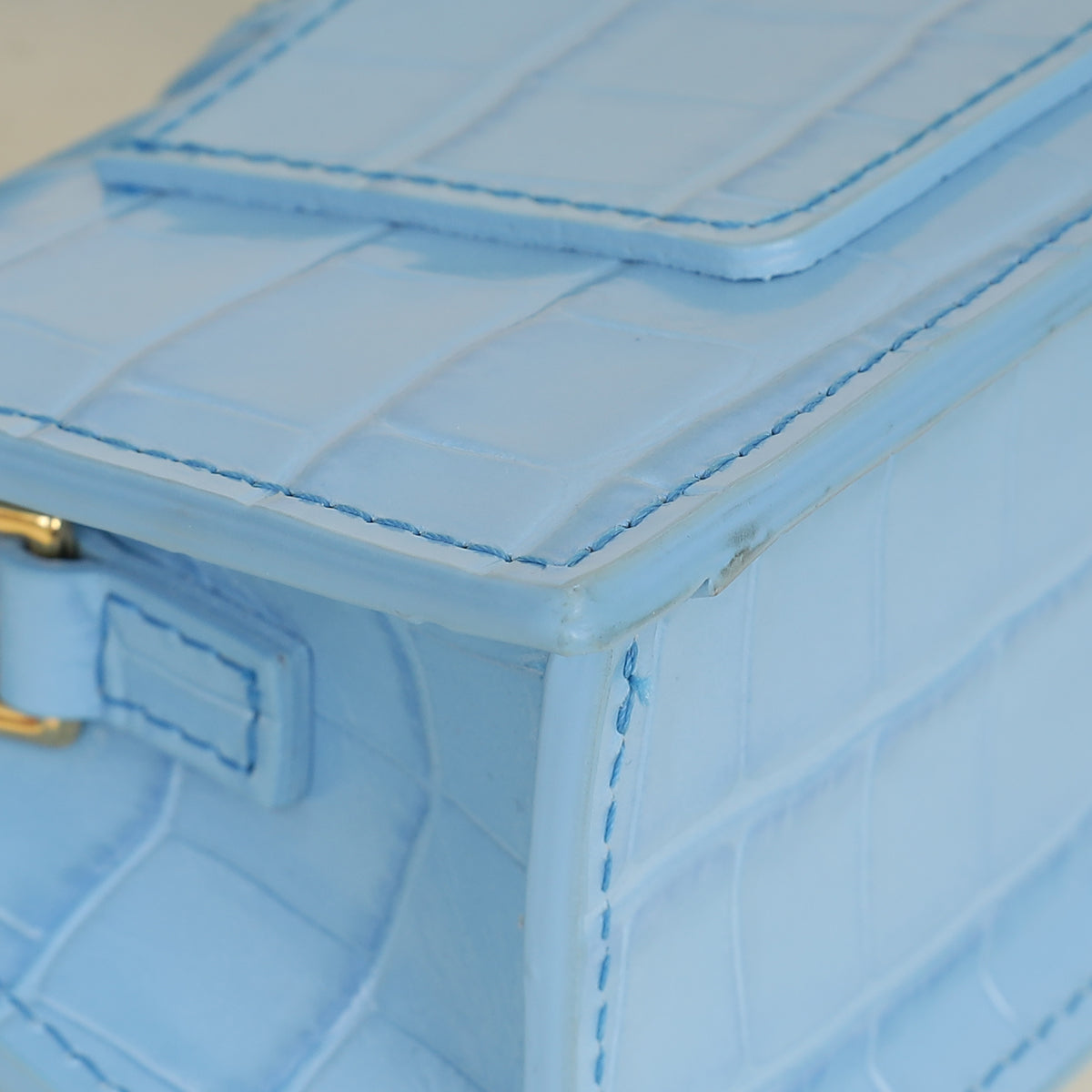 Jacquemus Light Blue Croco Embossed Le Bambino Les Classiques Small Bag