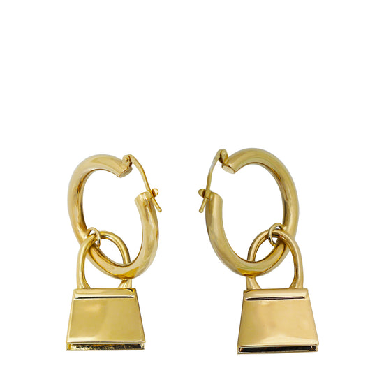 Load image into Gallery viewer, Jacquemus Gold Chiquito Pendant Hoop Earrings
